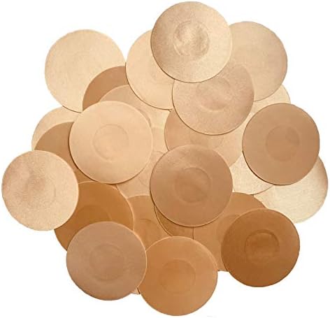 LifTurbo 20 Pairs of Disposable Nipple Cover, Breathable Soft Silk Petal for Women and Men, Adhesive Invisible Pasties, Nippleless Bra Sticker Covers Round Petals Nude
