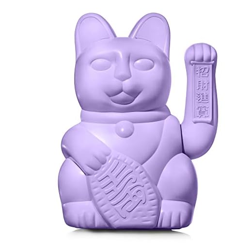DONKEY Lucky Cat Large | Lilac – Grand Chat d'angle Violet | Chat décoratif au Design Japonais Maneki Neko 30 cm de Haut