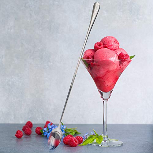 GLAMFIELDS 12-Inch Long Handle Coffee Spoons, Iced Teaspoons, Ice Cream Spoon, Stainless Steel Cocktail Stirring Spoons, Set of 4