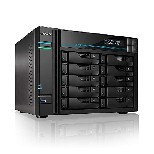 Nas Asustor Lockerstor 10 AS6510T Storage Box di rete, processore Quad Core 2,1 GHz, RAM 8 GB DDR4, cache SSD M.2 NVMe