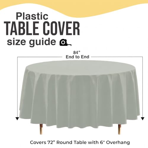 Image of Exquisite 66% Thicker Premium Sage Round Tablecloth 0.5 Mil 12 Pack Plastic Table Cloth Disposable 84 Inch Round Plastic Tablecloth Won't Tear Easily Like Cheap Thin Brands