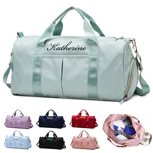 Personalized Duffel Bag Customized Sports Bags Personalized Sports Bag with embroidered name Customized Dance Bag for Men and Women Waterproof Overnight Bag(Green)