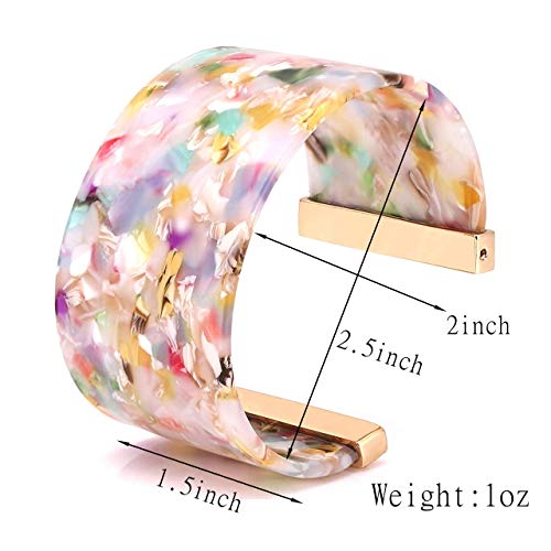 FAERLIIRY Cuff Bracelet for Women Acrylic Resin Bracelets Statement Bangle Bracelet Adjustable Bracelet Wide Chunky Bracelets for Women (Floral)2