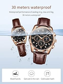 OUPINKE Men's Automatic Mechanical Watches Luxury Business Dress Self Winding Tourbillon Multifunction Calendar Date Luminous Waterproof Luxury Dress Wrist Watches