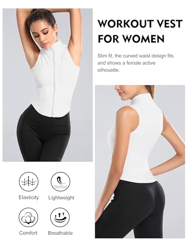 Flygo Women's Full Zip Sleeveless Workout Yoga Active Jacket Vest Golf Shirts2