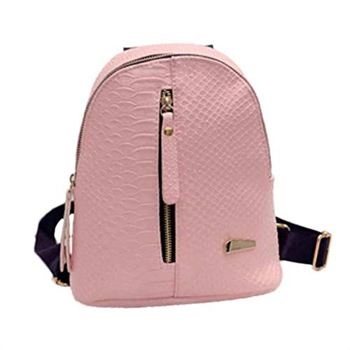 JPZCDK Moda PU Cuero Mochilas Femeninas Viajes High School Escolares  Rosa