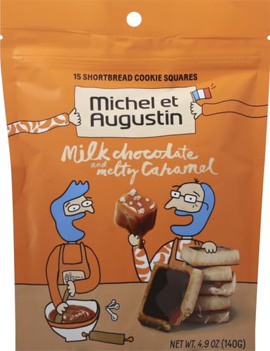 Image of Michel et Augustin Chocolate Cookie Snack Bag, Milk Chocolate & Caramel French Shortbread Cookies, Chocolate Gift Box, 15 Individually Wrapped Cookies (Pack of 3)