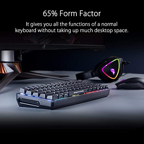 Asus Rog Falchion Wireless 65% Mechanical Gaming Keyboard | 68 Keys, Aura Sync Rgb, Extended Battery Life, Interactive Touch Panel, Pbt Keycaps, Cherry Mx Blue Switches, Keyboard Cover Case (Renewed) #TOP1