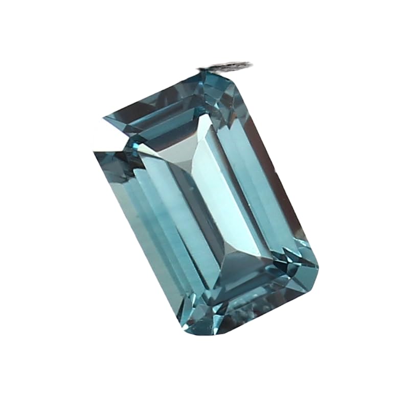 Tourmaline indicolite naturelle en forme d'émeraude 12x8mm pour fabrication bijoux DIY