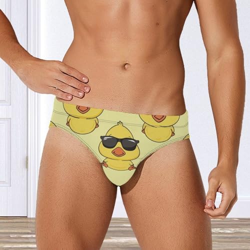 Cute Yellow Duck with Glasses Mens Swim Briefs Quick Dry Swimming Trunks Training Swimsuit Low Rise Swimwear4