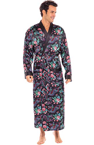 Alexander Del Rossa Men's Lightweight Satin Robe, Long3