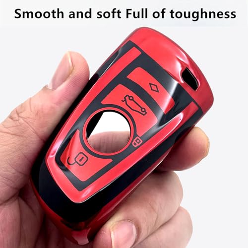 Image of Creativity For BMW X5 Key Fob Cover accessories (Red Key Case) | Advanced soft TPU key box is compatible with X1 X3 X4 X5 X6 1 2 4 5 6 7 M3 M5 M6 GT3 GT5 G30 F10 F15 F16 F20 key