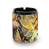 鬼滅の刃 灰皿 革製灰皿 丸い円筒形 アッシュトレイ 卓上 大容量 屋外 おしゃれ ステンレス おしゃれ 大容量 屋外 室内 防臭 車用 ブラック 洗いやすい インテリア コンパクト