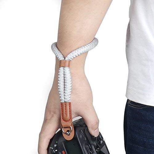 Sugelary Camera-polsband, katoenen polsband voor systeemcamera Canon Sony Nikon DSLR SLR (zilver)