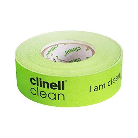 Clinell Indicator Tape - Sanitation Procedure Indicator Tape - 100 m Roll - Comes with Pen, No Sticky Residue - Green I Am Clean Tape Cover