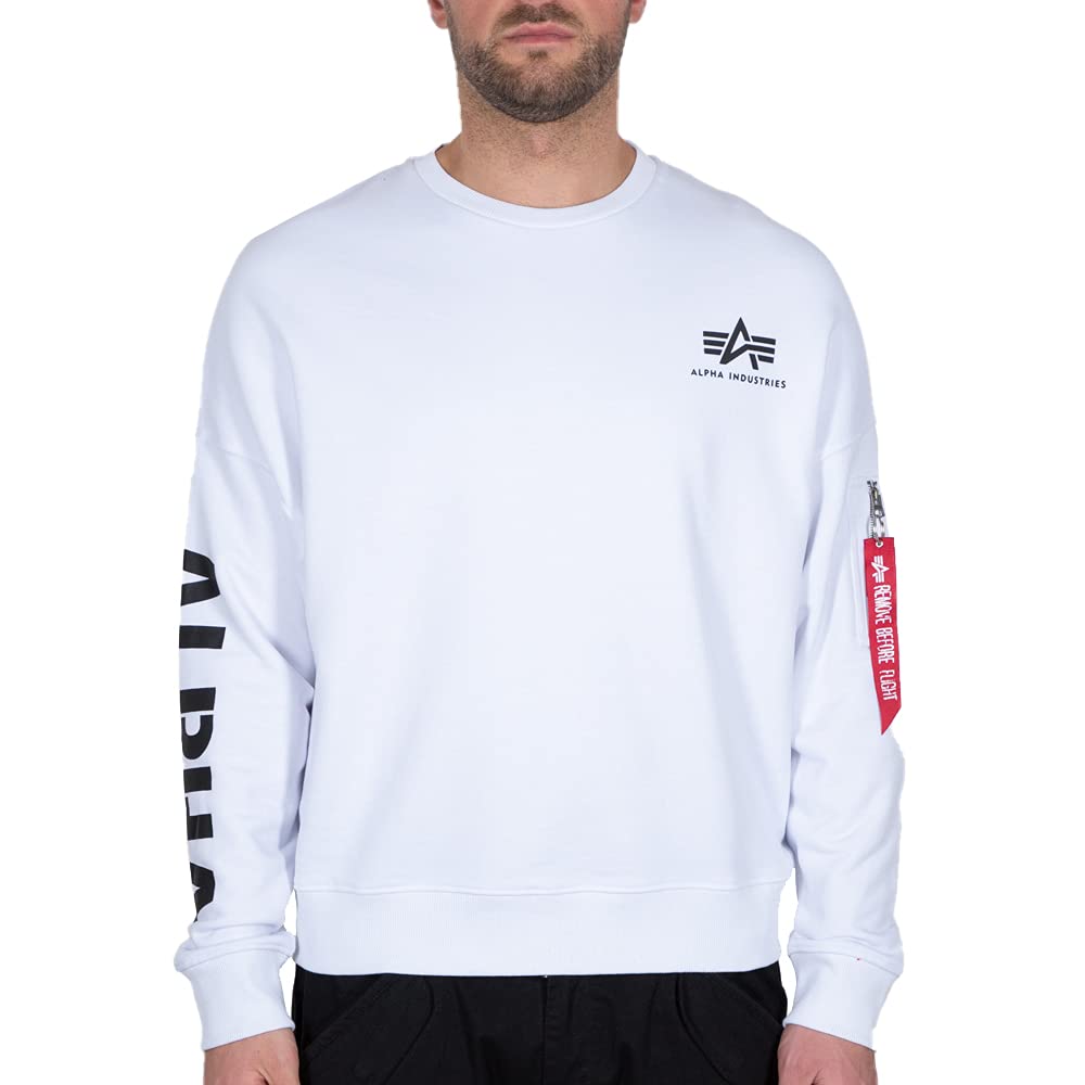 ALPHA INDUSTRIES Bluza z kapturem Mężczyźni Sleeve Print Os Sweater