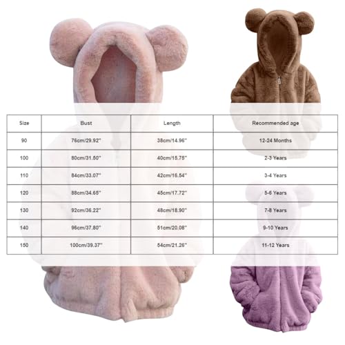 Baby Boy Flannel Kids Zip Up Fuzzy Fleece Jacket Teddy Coat Ultra Soft Bear Ears Hoodie Sweatshirt Toddler Winter Coat3