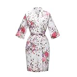 SEALINF Women's Floral Bridal Robe Bride Bridesmaid Short Kimono Dressing Gown Sleepwear for Wedding...