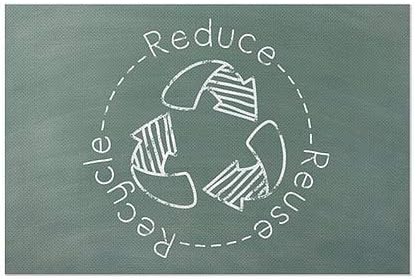 CGSignLab 2540203_gfxp_18x12_None |"Reduce Reuse Recycle -Circle -Green Chalkboard" Perforated Window Decal | 18"x12"