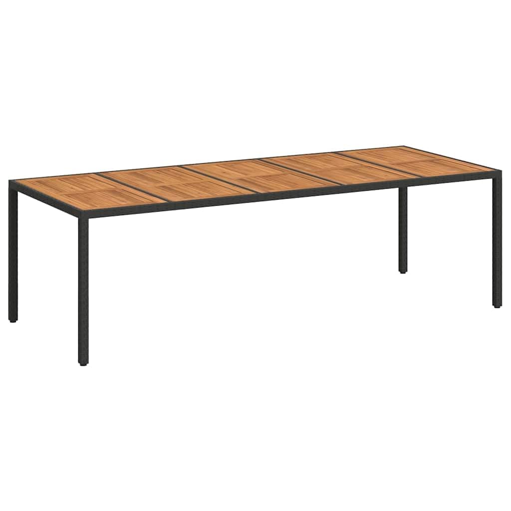 vidaXL Stół ogrodowy, czarny, 250 x 100 x 75 cm, polirattan, ogród i taras, nowoczesny design, wytrzymały, możliwość rozszerzenia na imprezy na świeżym powietrzu, wszechstronna powierzchnia