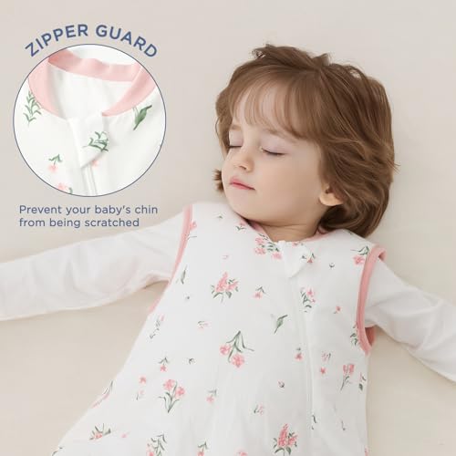 Image of Duomiaomiao 2 Pack 1.0 TOG Toddler Sleep Sack 6-12 Months 100% Cotton Lightweight Baby Sleep Bag with Feet, Breathable Comfy Toddler Wearable Blanket