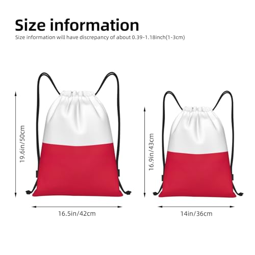 Polish Flag Print Drawstring Backpack Lightweight Sport Bag,Pull String Back Sack Suitable Gym,Travel4