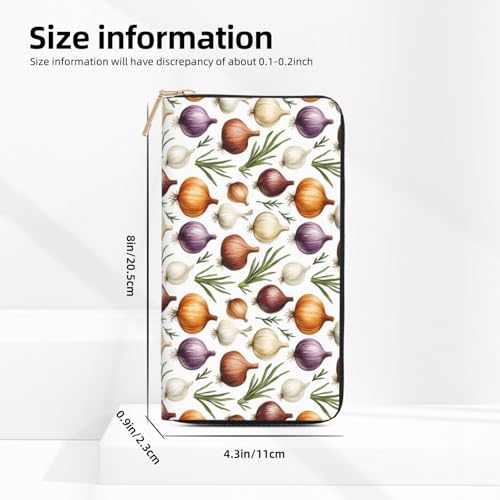Onion Print Wallet Women Men, Long PU Leather Wallets for Women, Cute Womens Travel Wallet Purse Pouch with Zipper Pocket3