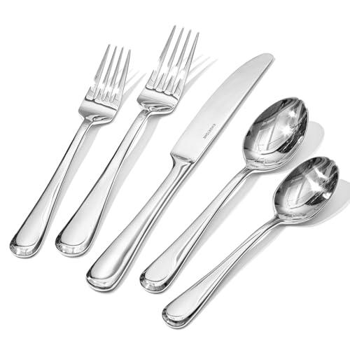 KINGSTONE 30 Pieces Silverware Set for 6, Premium Stainless Steel Flatware Set, Heavy Duty and Modern Design Cutlery Set, Mirror Polished, Dishwasher Safe