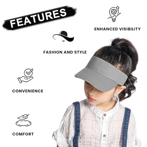 Kinder Visor Cap UV-Schutz Schirmmütze für 4-10 Jahre Mädchen Jungen UPF 50+Sommerhut Golf Tennis Kappe Sport Mütze Running Strand Visier Cap Atmungsaktiv und Schweißabsorbierend Sonnenhut Sommerkappe