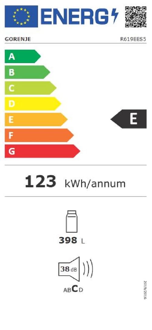 Gorenje R619 EES5 - Réfrigérateur 398L - 185cm - Refroidissement Dynamique - Inox/Argent