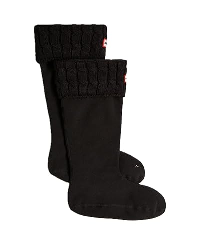 HUNTER Unisex 6 Stitch Cable Tall Boot Sock Polyfleece - M Große Größen Tall - Schwarz