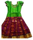 PREX PG062 Pattu Pavadai, Lehenga Choli, Pattu Langa, and Pattupavada (6 Month, Purple,Green)