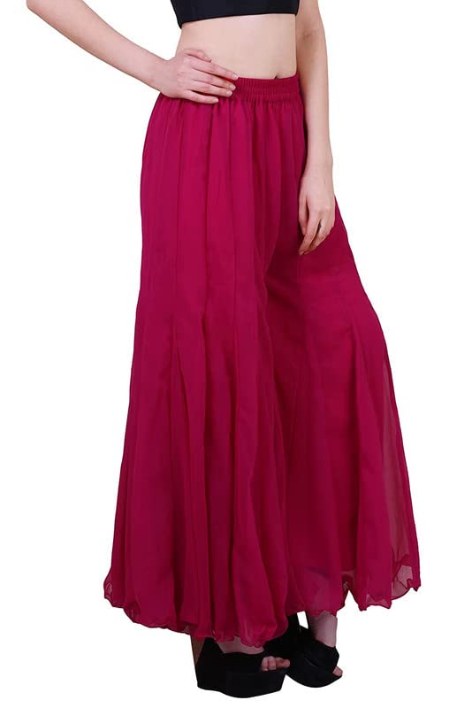 Kvish Regular Loose Fit Solid Colour Georgette Flared Sharara Palazzo for Women (Pink-XX-Large) offers donot miss 4 Kvish Regular Loose Fit Solid Colour Georgette Flared Sharara Palazzo for Women (Pink-XX-Large) offers donot miss