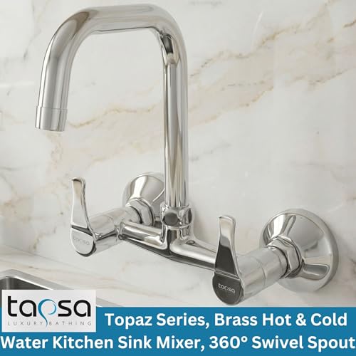 Image of Tapsa Topaz Series Brass Sink Mixer with 360 Swivel 7 Spout for Hot & Cold Water(Pack of 1) for Kitchen /Bathroom, Chrome Finish Sink Mixer Faucet