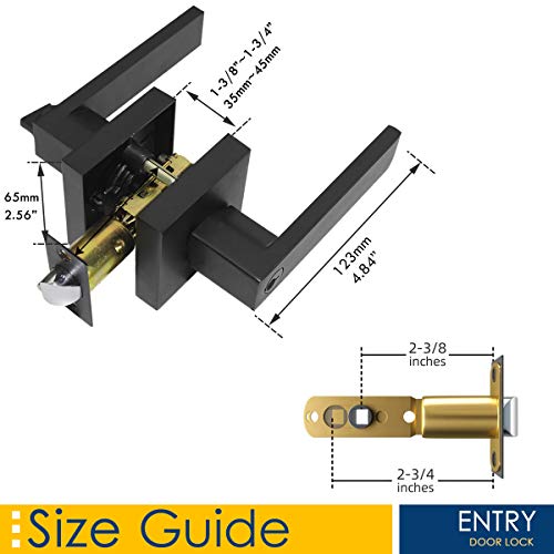 4 Pack Heavy Duty Keyed Entry Door Knob With Lock, Commercial Flat Lever Style Door Lever Set, Keyed Alike Door Lockset In Matte Black Finish, Reversible For Right & Left Sided Doors #TOP5