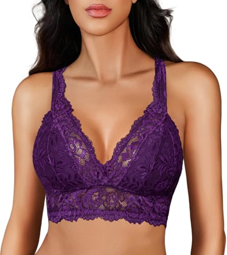 Image of Avidlove Lace Bralettes for Women Wireless Unpadded Bras Racerback Cami Tops Basic Sexy Strappy Everyday Lingerie