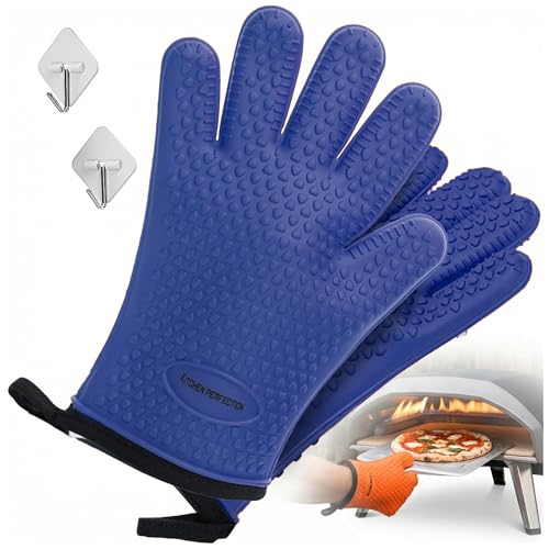 Image of KITCHEN PERFECTION Silicone Pizza Oven Gloves -Extreme Heat Resistant Gloves for Outdoor & Indoor Pizza Ovens -Waterproof Oven Mitts Compatible with Ooni, Ninja, Gozney & More|Superior Set+3 Bonuses