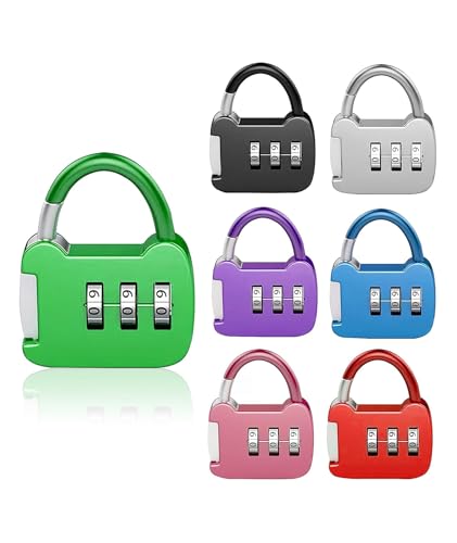 Image of 7 Pcs Number Lock, Number Locks for Door, TSA Locks for Luggage Resettable Pin Number Padlock Smart Lock for Bag Small Lock for School Gym Locker Sports Locker Fence Toolbox Gate Case Hasp Storage