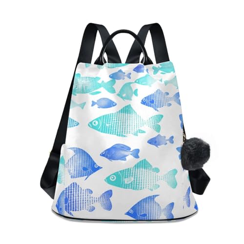 Mochila para mujer antirrobo de lunares ideal para viajar por ciudad con pompón