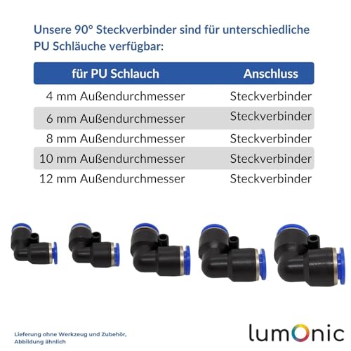 Air comprimé stable avec le connecteur en L Lumonic tuyau PU - 4
