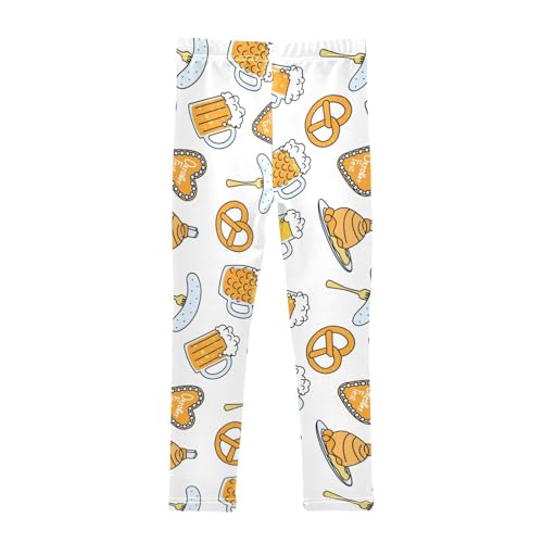 Beer Pretzel Beer Sausage Girls Leggings,Workout Leggings for Girls Toddler Athletic Leggings Size for 3-10T2