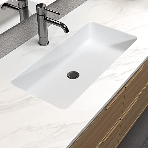 MEJE #T2814-28 x 14 Inch Undermount Bathroom Sink, Ceramic Rectangle Lavatory Vanity Vessel Sink, White