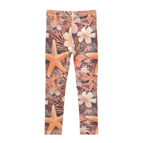 Starfish Flowers Girls Leggings Soft Stretch Workout Yoga Dance Pants for Kids Casual Tights2
