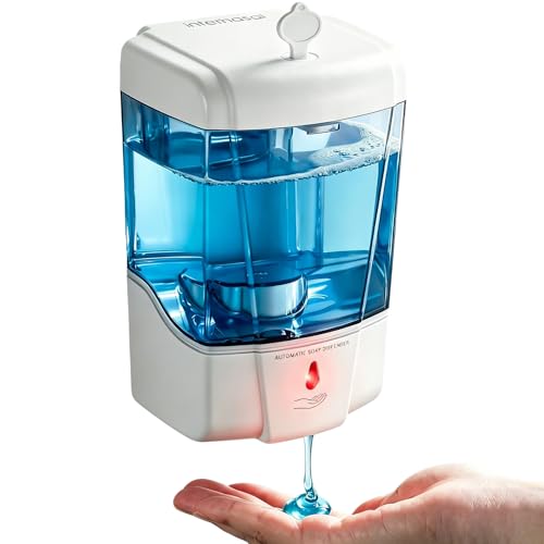 Image of interhasa! Automatic Soap Dispenser for Bathroom Handwash Wall Mounted Liquid Soap Dispensers Hand 600ml Wash Touchless Sensor Smart for Home Kitchen Basin Sink, ABS Plastic, Battery Operated, White