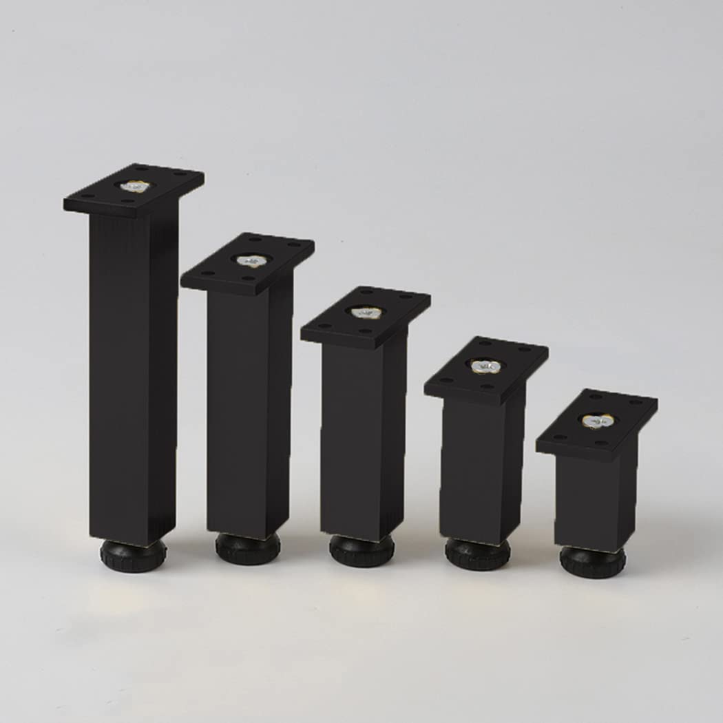 Nogi meblowe, stopki, wsporniki szafek ze stopu aluminium, zamienne, do sof, szafek na buty, stolików kawowych, czarne, 4 sztuki (18 cm)