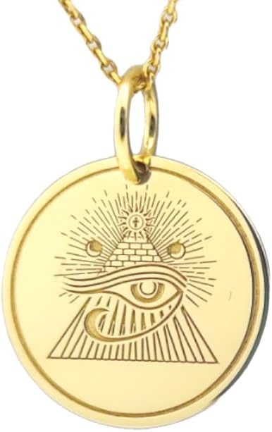 Colgante de ojo malvado de oro macizo de 14 quilates, dije de collar de ojo de Horus