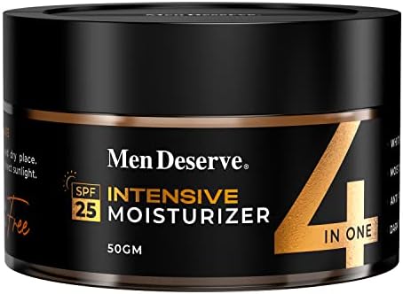 Men Deserve - Intensive Moisturizer with SPF 25 (50g) | Moisturizer For Dry Skin With Vitamin E, Hyaluronic Acid, Shea Butter, Anti Pollution and Dark Spot Reduction