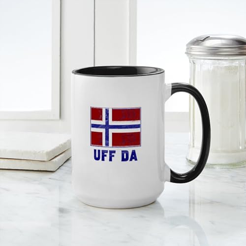 Taza Cerámica 15 oz Uff Da Norway Flag Café miniatura 4