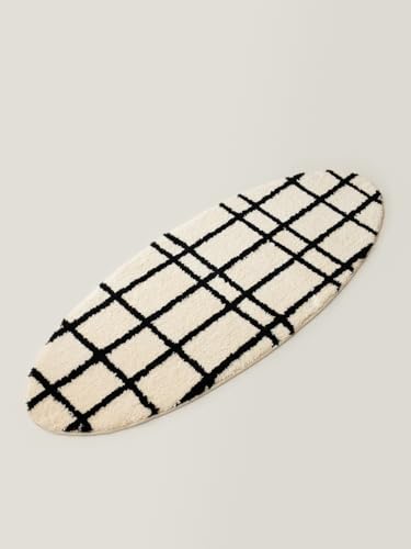 Tapete ovalado WENSHUO 47.3" x 17.72" negro y blanco miniatura 7