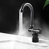 E EZEXPREZE RV Folding Faucet 360 Degree Swivel Hot and Cold Water Faucet Kitchen Bathroom,Matte Black